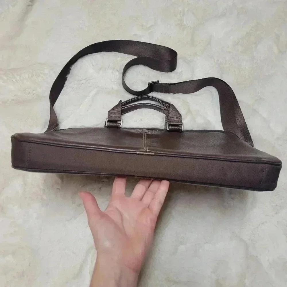 BOCONI BRYANT LEATHER SLEEVE BRIEFCASE LAPTOP TABLET DARK BROWN